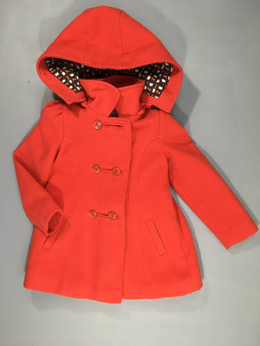 Manteau orangé à capuche amovible-Légèrement bouloché, moins cher chez Petit Kiwi