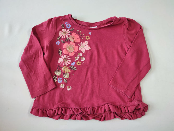 T-shirt m.l bordeaux fleurs, moins cher chez Petit Kiwi