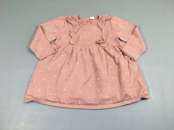 Robe m.l pull rose plumetis froufrous