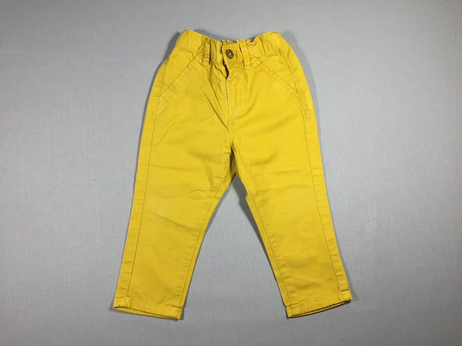 Pantalon toile jaune à revers, moins cher chez Petit Kiwi