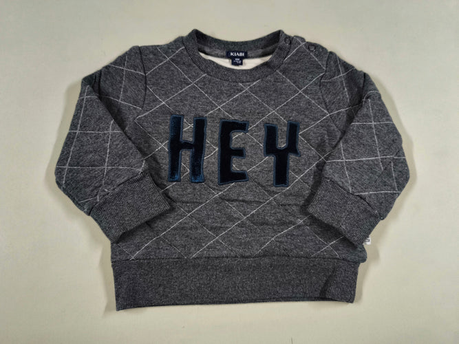 Sweat matelassé gris foncé "Hey", moins cher chez Petit Kiwi