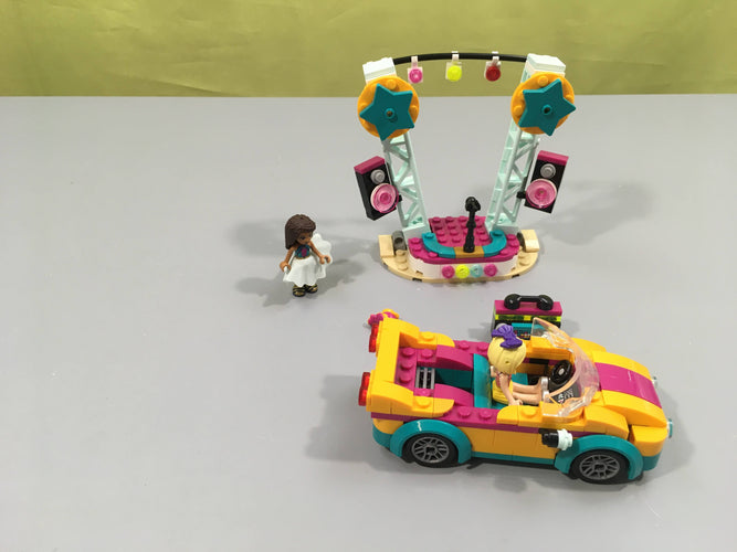 Complet Lego friends 41390 La voiture et la scène d'Andréa, moins cher chez Petit Kiwi