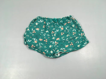 Short molleton vert flammé fleurs, un peu boulochée