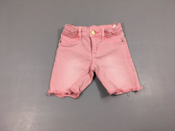 Short denim rose bas effiloché