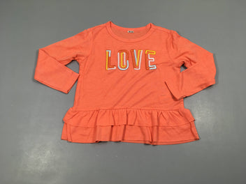 T-shirt m.l orange Love, un peu  bouloché