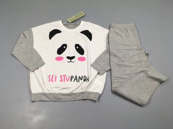 NEUF Pyjama 2pcs jersey bl/gris chiné panda