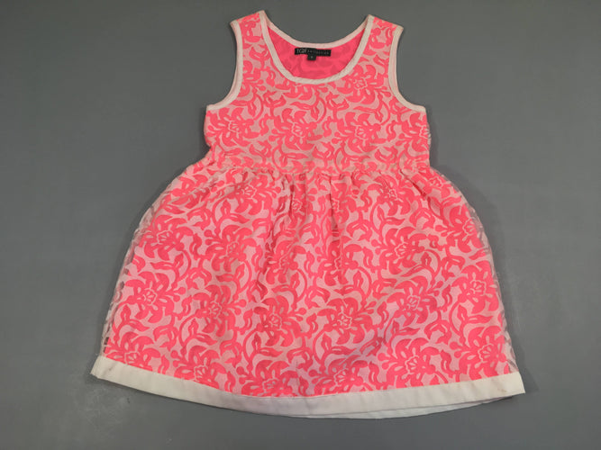 Robe s.m rose dentelle blanche fleurie, moins cher chez Petit Kiwi