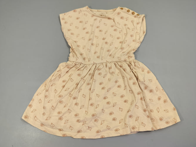 Robe s.m, beige, motifs coquillages. 100% coton, moins cher chez Petit Kiwi