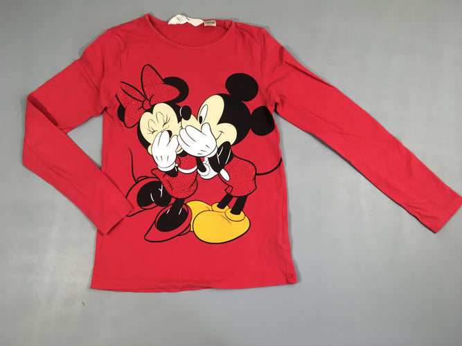 T-shirt m.l rouge Minnie & Mickey strass, moins cher chez Petit Kiwi