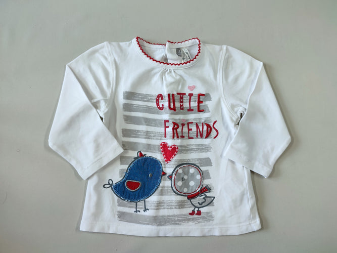 T-shirt m.l blanc oiseaux "Cutie friends", moins cher chez Petit Kiwi