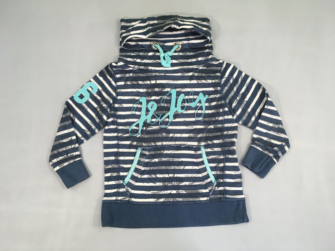 Sweat bleu rayé blanc col snood J&Joy, moins cher chez Petit Kiwi