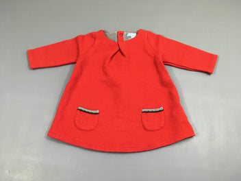 Robe m.l molleton texturé rouge poches