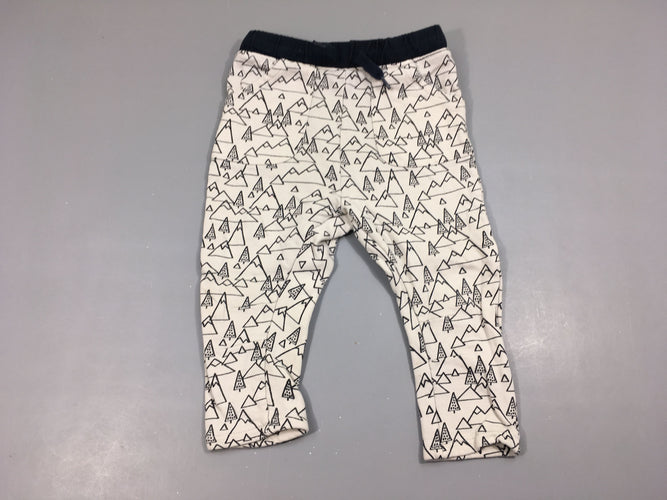 Pantalon molleton blanc grisé sapins, moins cher chez Petit Kiwi