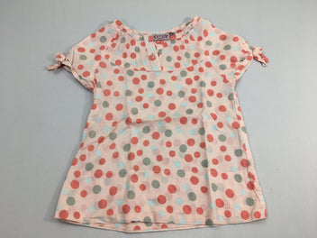 Blouse m.c rose claire à pois roses/ blancs/gris