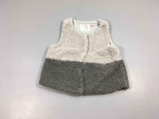 Gilet s.m teddy gris/écru, moins cher chez Petit Kiwi