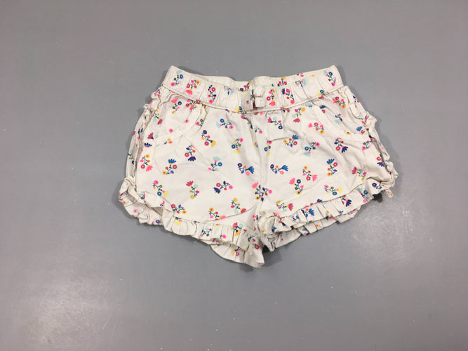 Short blanc fleuri froufrous, moins cher chez Petit Kiwi