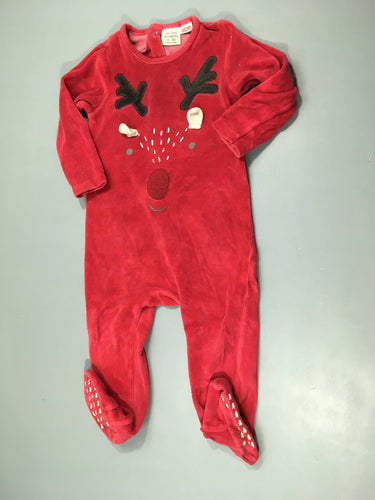 Pyjama velours rouge renne, moins cher chez Petit Kiwi