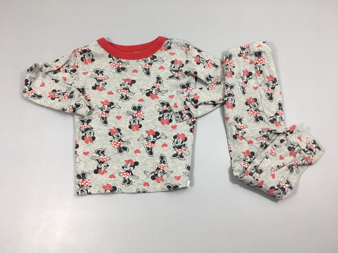 Pyjama 2pcs jersey gris chiné Minnie, moins cher chez Petit Kiwi