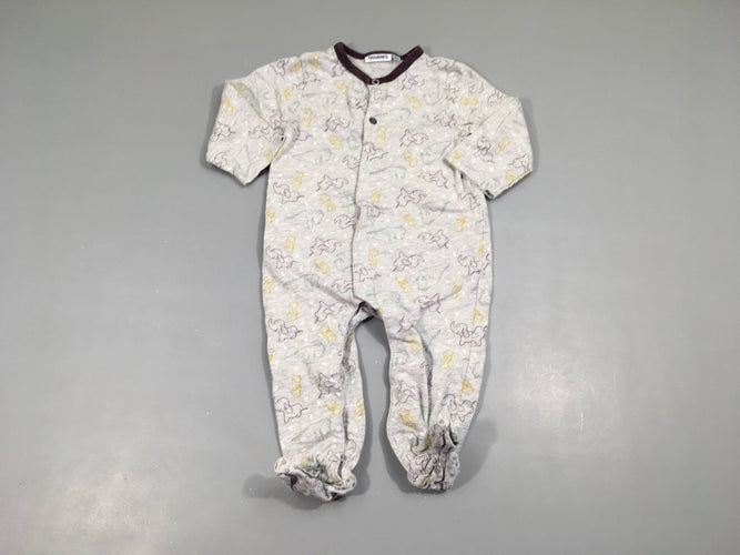 Pyjama jersey zippé gris élépant, moins cher chez Petit Kiwi