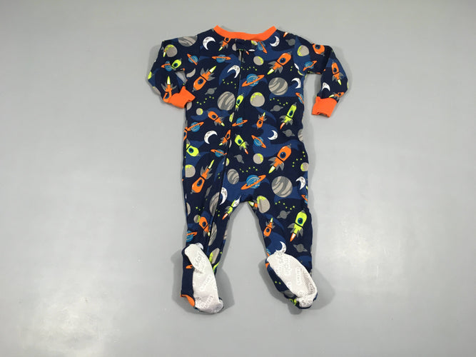 Pyjama jersey zippé bleu-orange éspace, moins cher chez Petit Kiwi