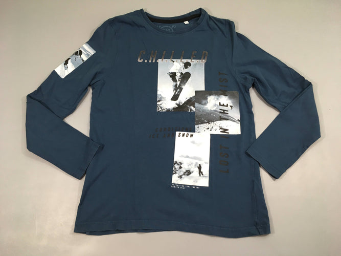 T-shirt m.l bleu snowboard, un peu bouloché, moins cher chez Petit Kiwi