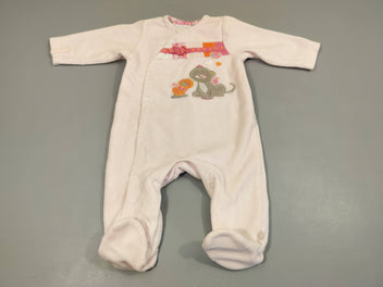 Pyjama velours rose clair Iris  chaton et Babette  caneton 70% coton 30%  polyester