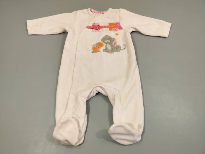 Pyjama velours rose clair Iris  chaton et Babette  caneton 70% coton 30%  polyester, moins cher chez Petit Kiwi