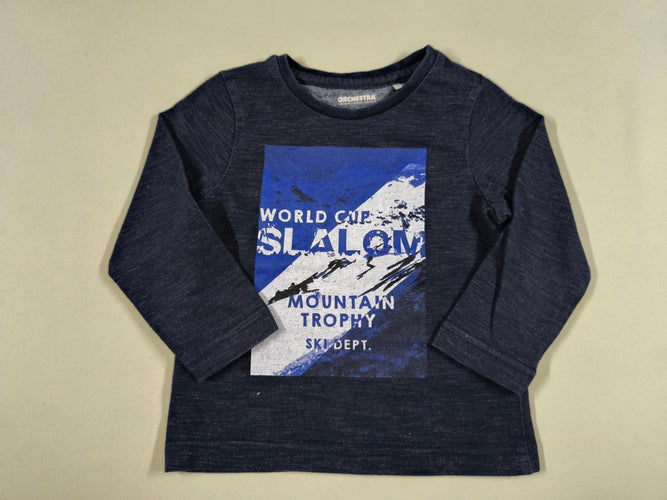 T-shirt m.l bleu marine flammé "World cup slalom mountain trophy", moins cher chez Petit Kiwi