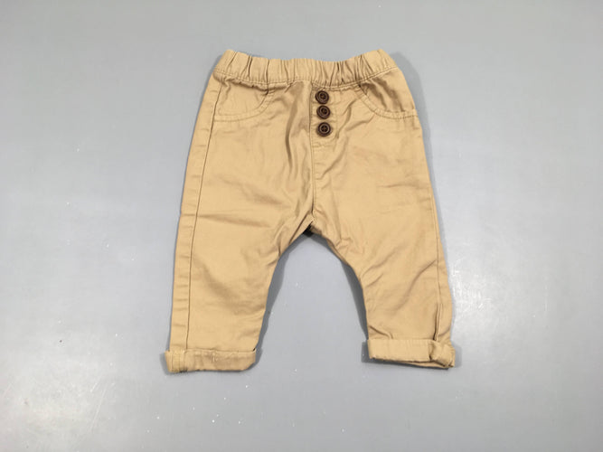 Pantalon chino beige à revers boutons 100% Coton, moins cher chez Petit Kiwi