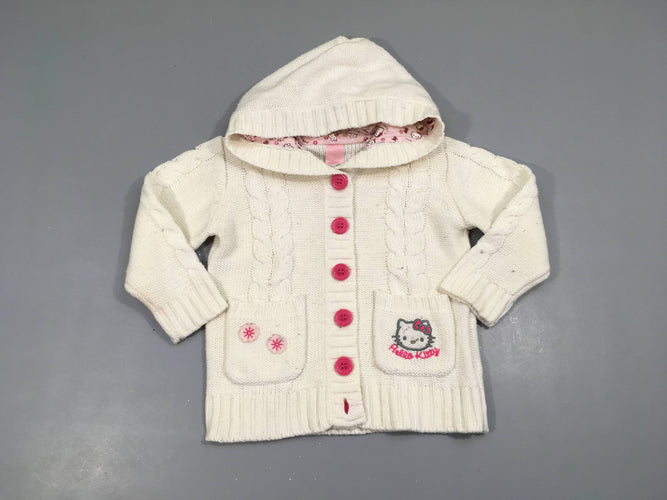 Gilet à capuche mailles kitty, moins cher chez Petit Kiwi