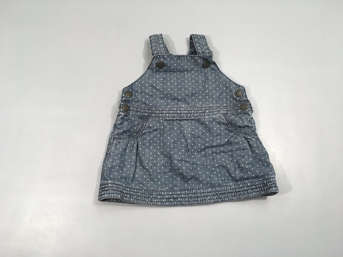 Robe salopette denim pois, moins cher chez Petit Kiwi