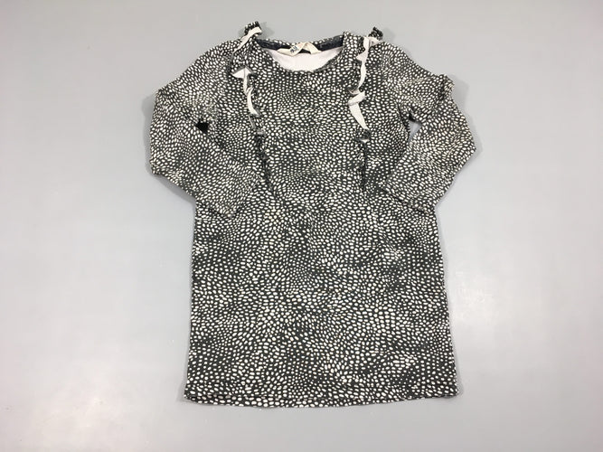 Robe m.l jersey grise motifs pois blancs, moins cher chez Petit Kiwi