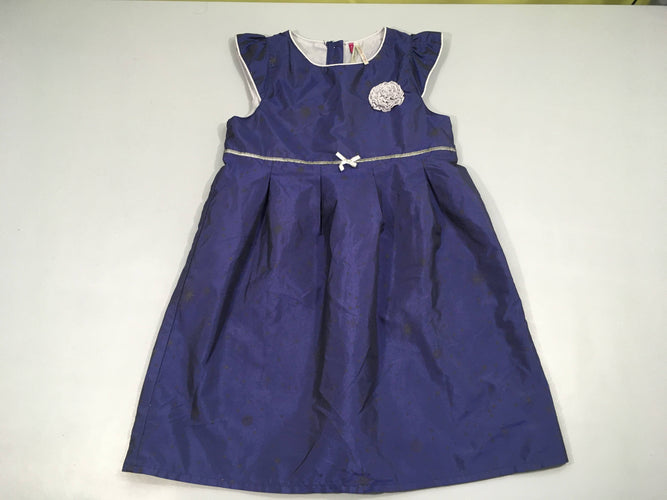 Robe s.m bleue étoiles écusson fleur grise doublée gris, moins cher chez Petit Kiwi