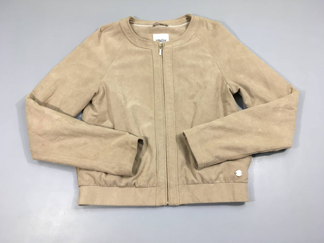 Blouson beige croute de cuir, moins cher chez Petit Kiwi