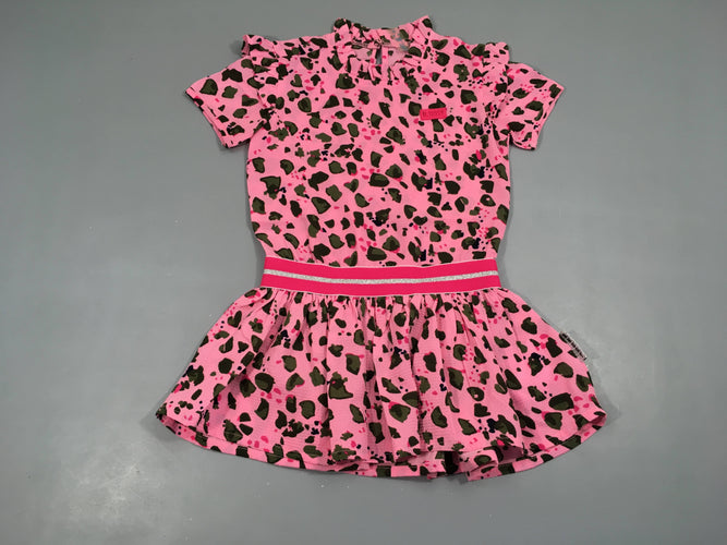 Robe m.c texturée rose motifs leopard B.Nosy, moins cher chez Petit Kiwi