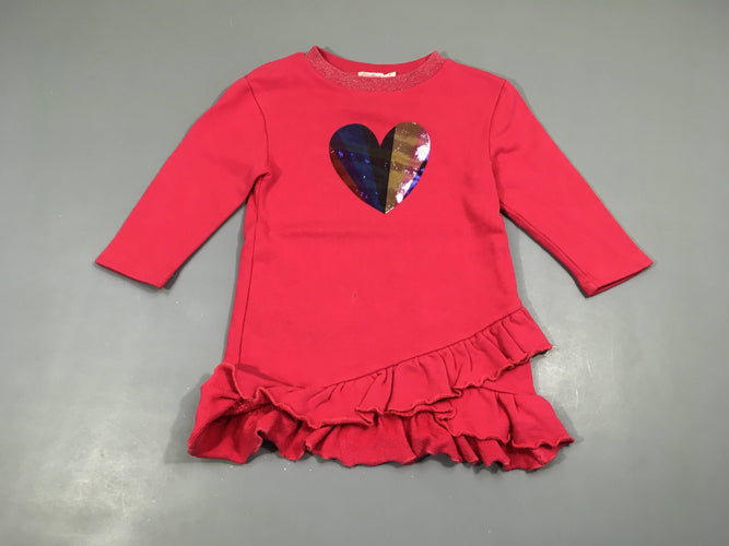 Robe sweat m.l rose effet sequins coeur (Petite tache avt), moins cher chez Petit Kiwi