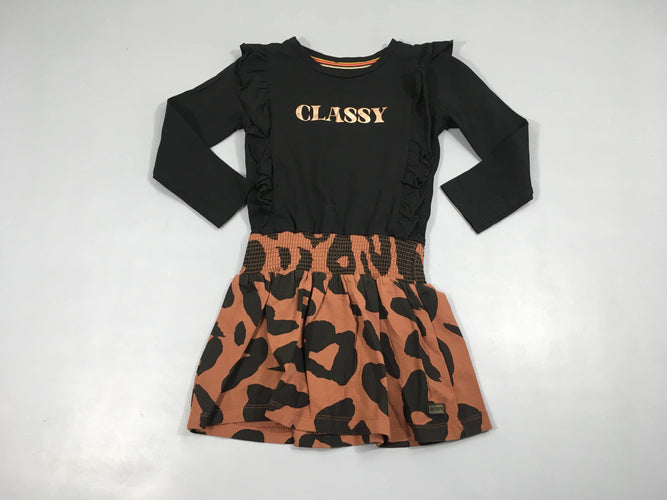 Robe m.l jersey noir haut Classy/Bas brun motifs léopards, moins cher chez Petit Kiwi