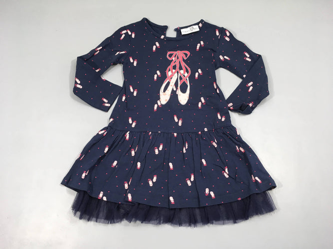 Robe m.l jersey haut bleu foncé Pointes doublée bas tulle, moins cher chez Petit Kiwi