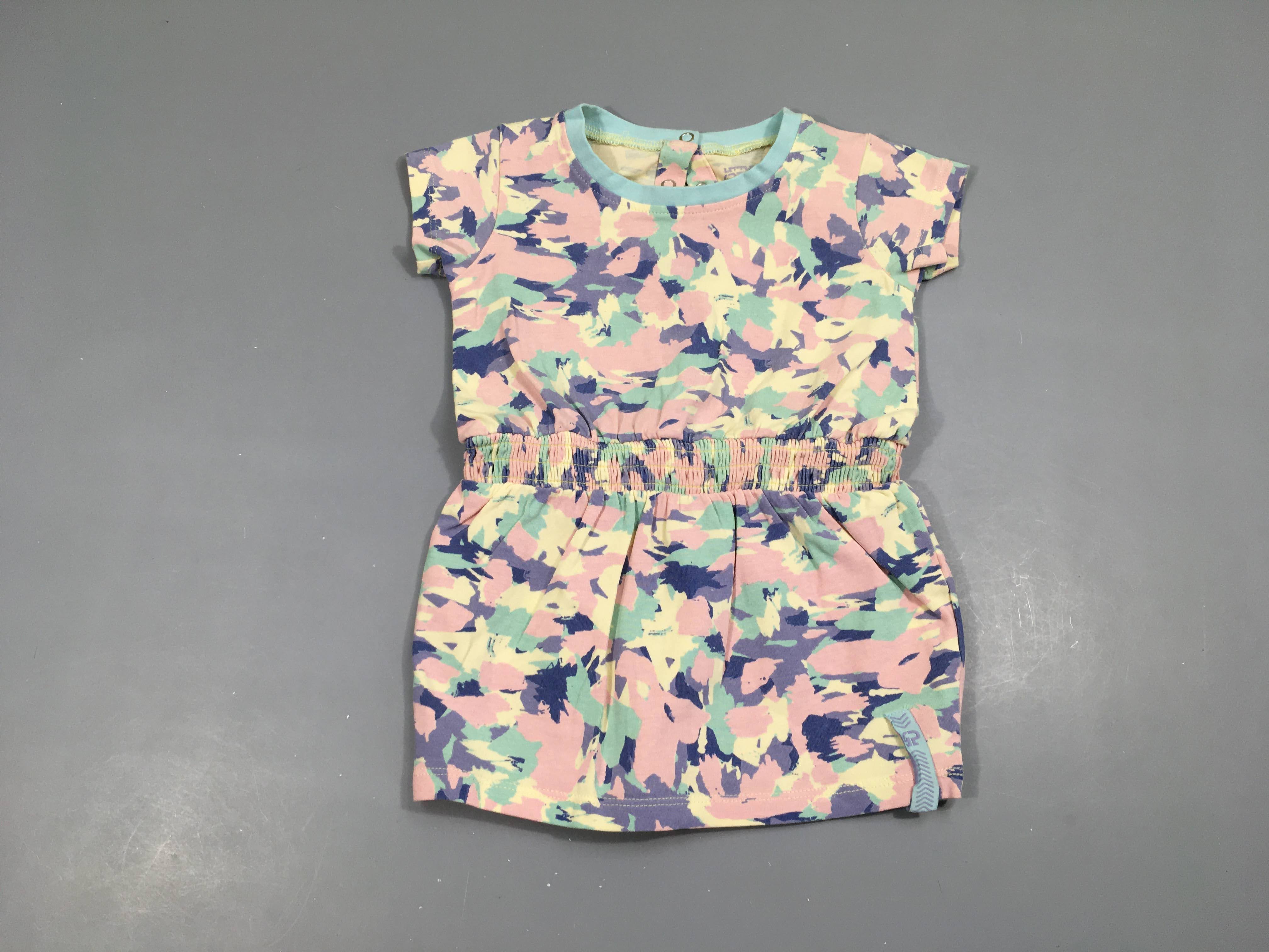 Robe s.m jersey motifs bleu-clair/jaune-pâle