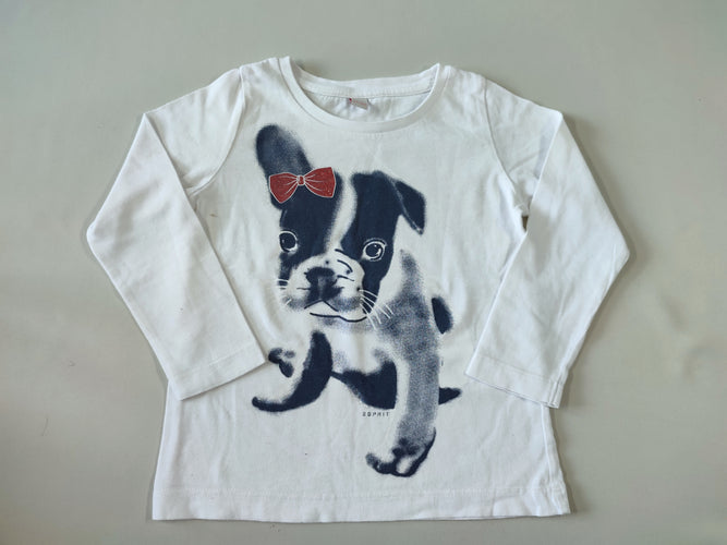 T-shirt m.l blanc chien noeud rouge paillettes, moins cher chez Petit Kiwi