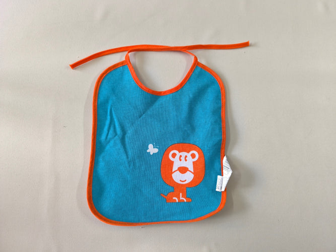 Bavoir jersey/plastifié bleu lion orange, moins cher chez Petit Kiwi