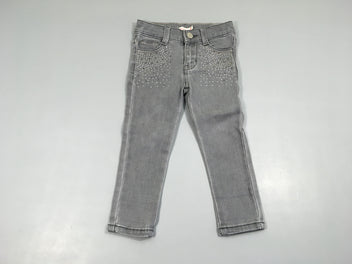 Jeans gris strass poches avant