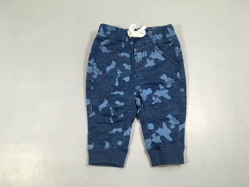 Pantalon bleu motifs camouflage taille et chevilles élastiques