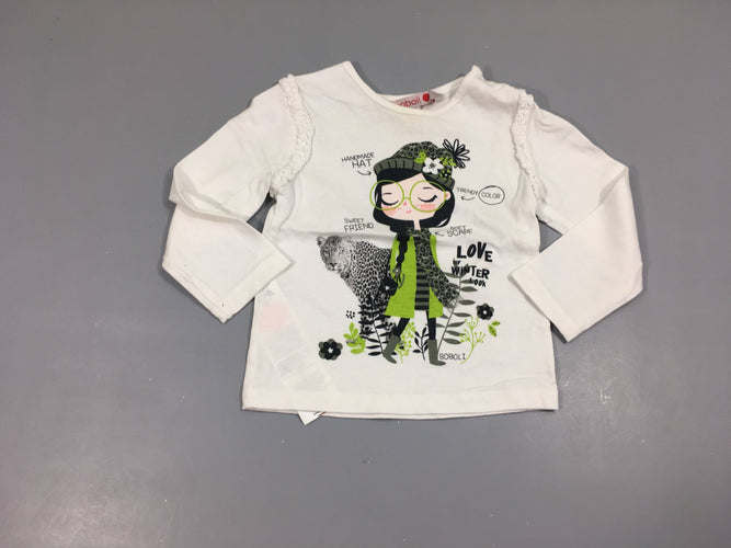 T-shirt m.l blanc fille lunettes, moins cher chez Petit Kiwi