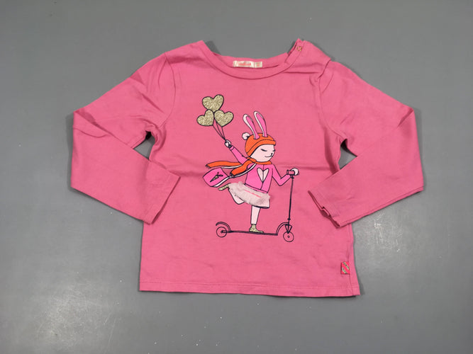 T-shirt m.l rose lapin trotinette, moins cher chez Petit Kiwi