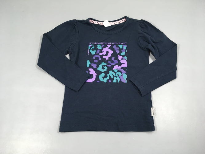 T-shirt m.l bleu foncé cadre motifs mauves B. Nosy, moins cher chez Petit Kiwi