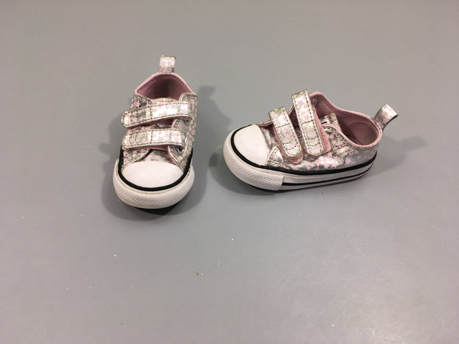 Baskets toiles grises étoiles roses-Converse, moins cher chez Petit Kiwi