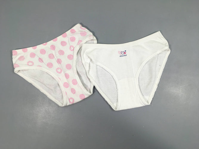 2 Culottes blanches/pois rose, moins cher chez Petit Kiwi