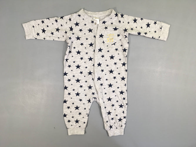 Pyjama jersey sans pied gris chiné étoiles, moins cher chez Petit Kiwi