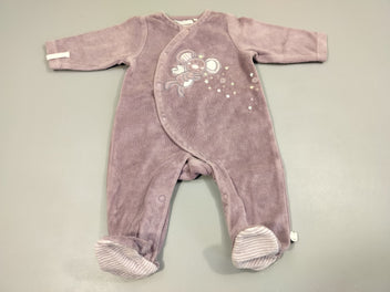 Pyjama velours mauve souris 70% coton  30% polyester